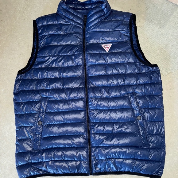 Mens Guess Bomber Vest Blue - Picture 1 of 2